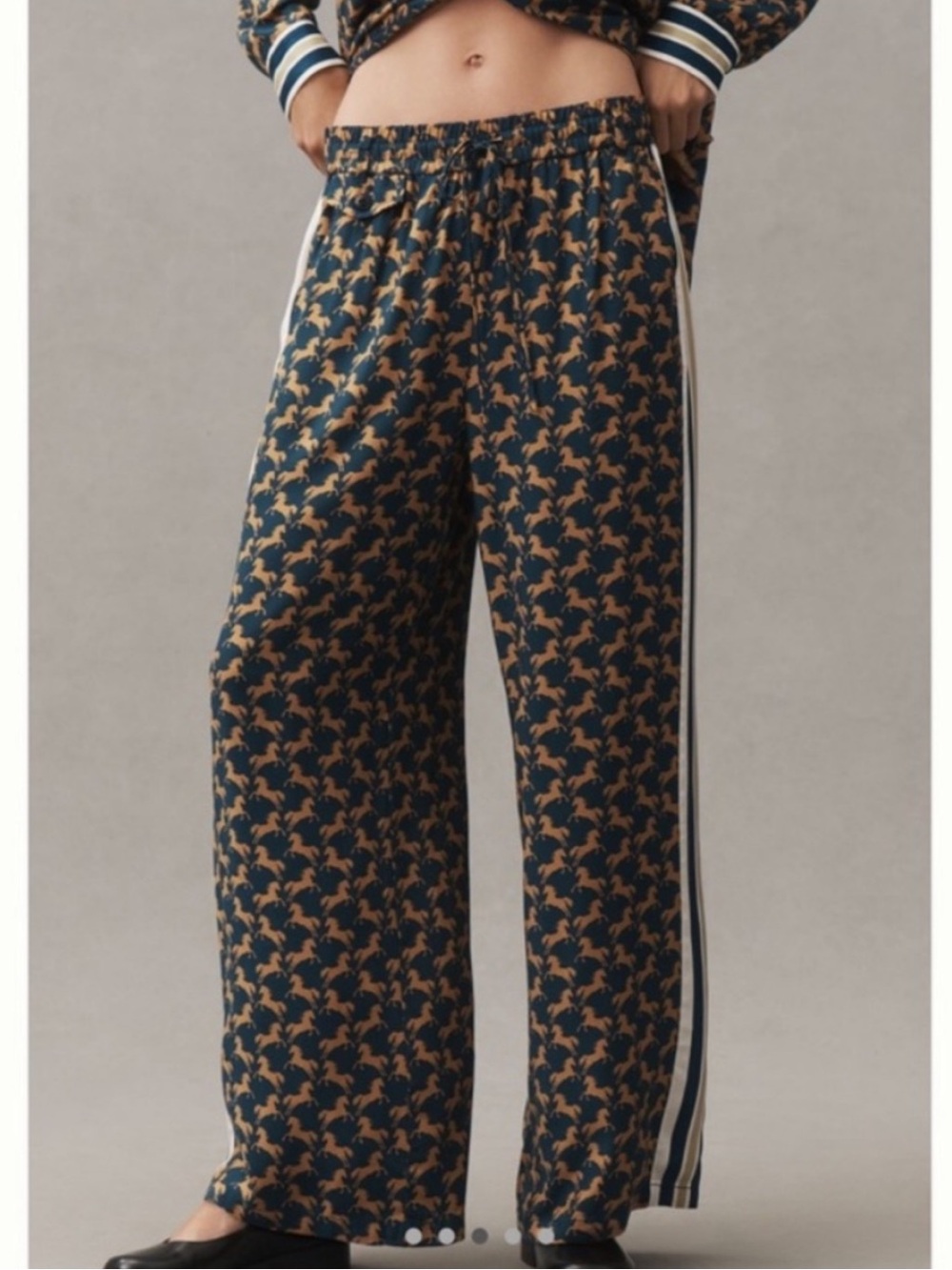 Anthropologie The Brooklin Tie-Front Printed Pull-On Pants by Maeve
